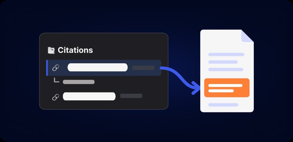 A citation in the answer linking to the exact section of the source document